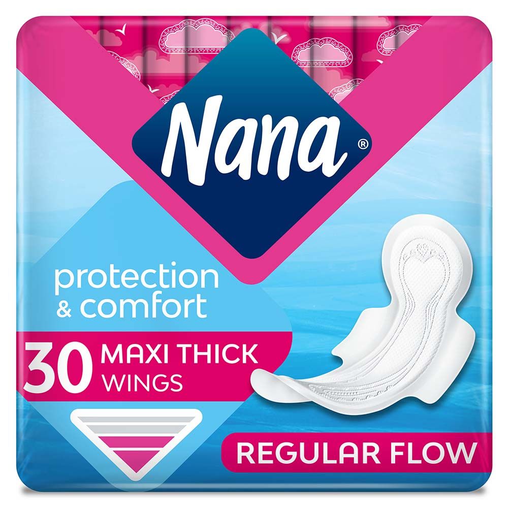 Nana - Maxi Normal Sanitary Pads With Wings, 30 Count