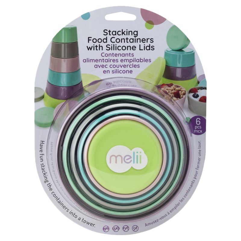 Melii - Stacking & Nesting Containers w/ Silicone Lids - 6pcs