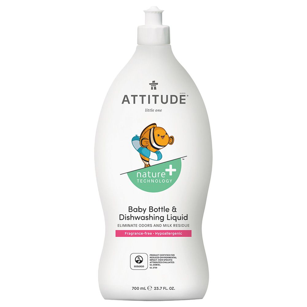 Attitude - Bottle & Dishwashing Liquid Fragrance Free 700ml