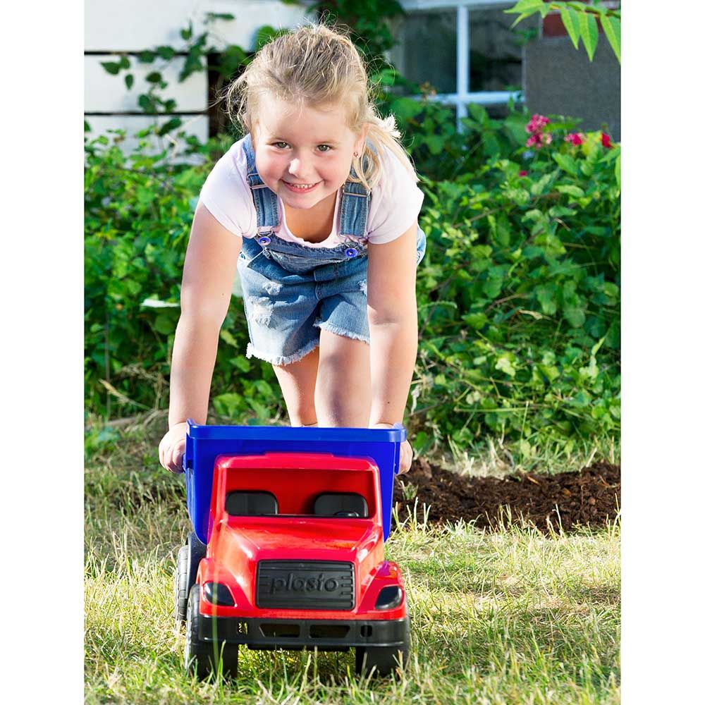 Plasto - Dump Truck With Silent Wheels - 60 cm - Blue & Red