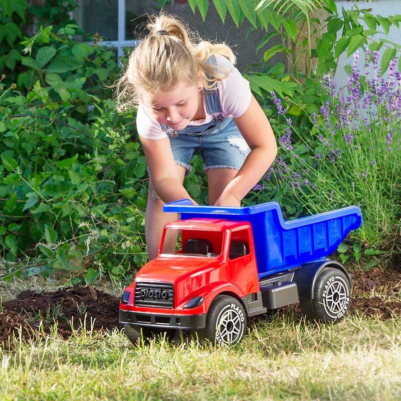 Plasto - Dump Truck With Silent Wheels - 60 cm - Blue & Red