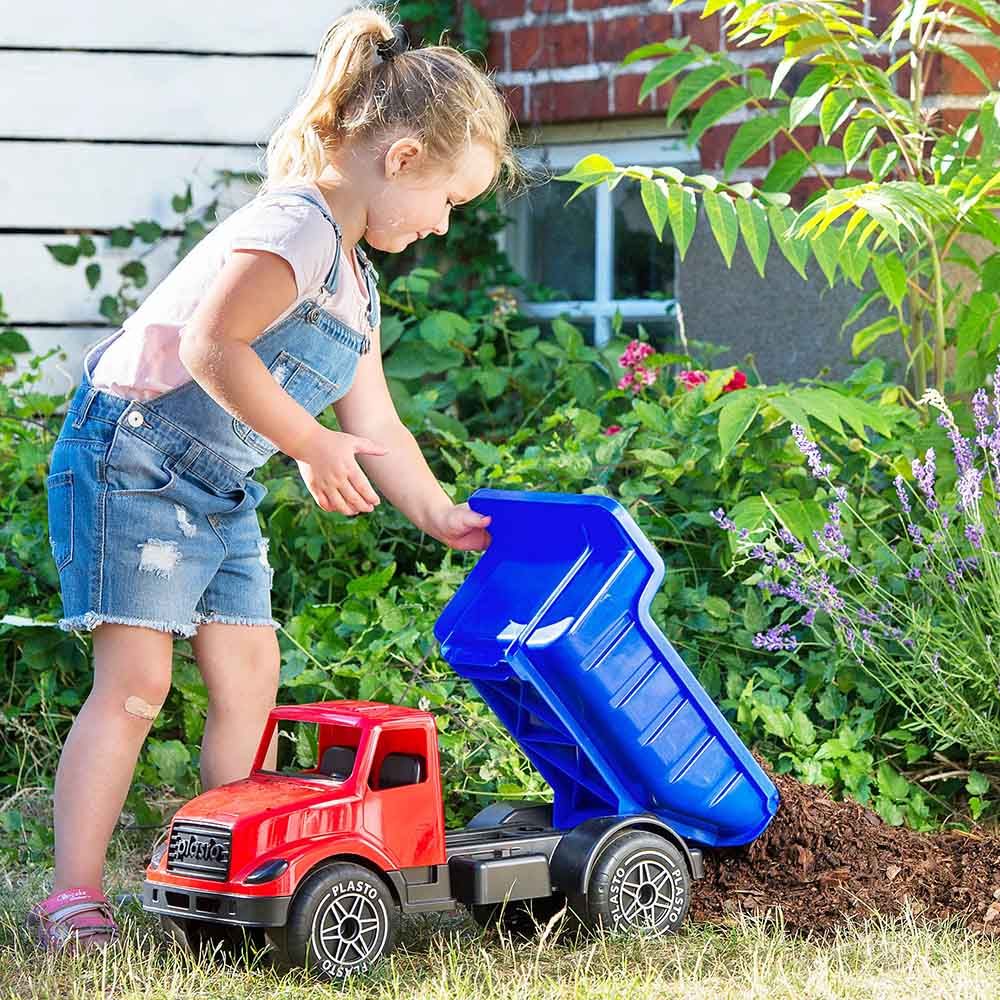 Plasto - Dump Truck With Silent Wheels - 60 cm - Red & Black