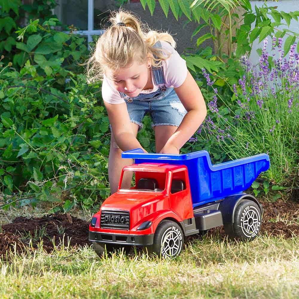 Plasto - Dump Truck With Silent Wheels - 60 cm - Red & Black