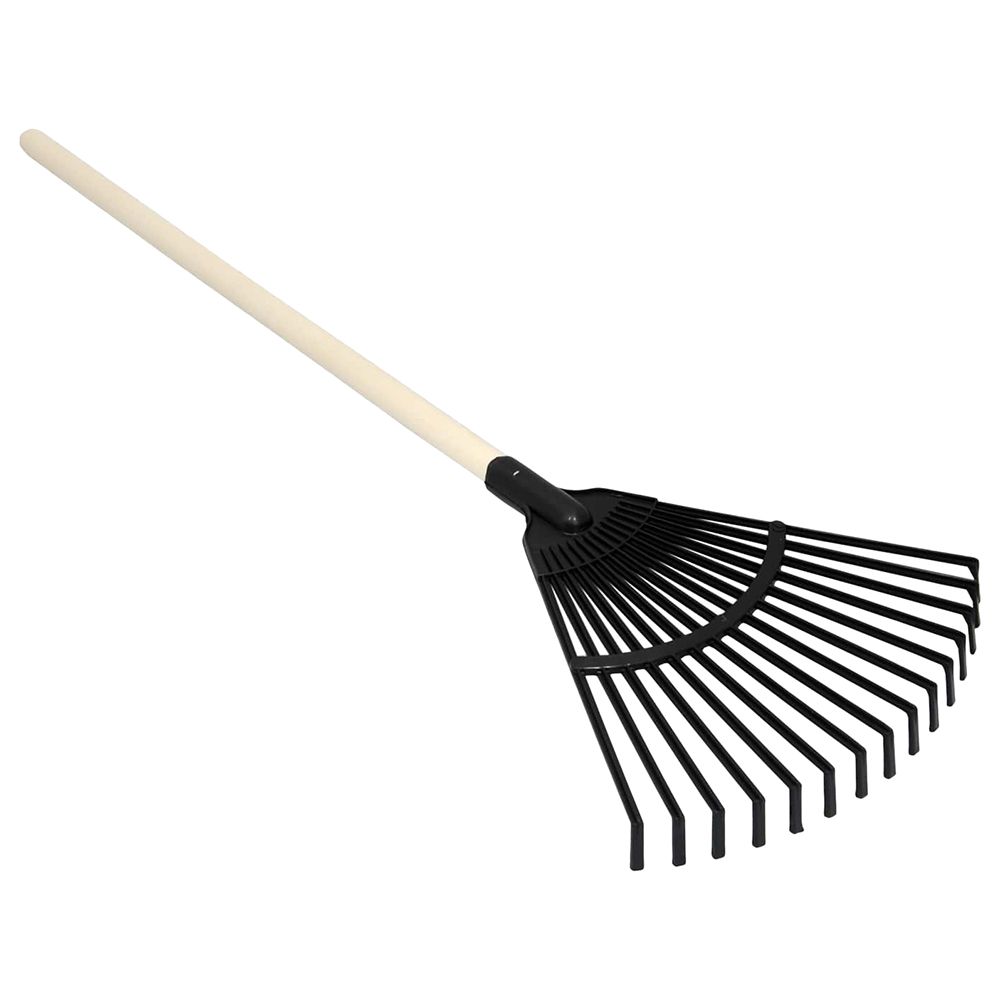 Plasto - Rake With Wooden Handle - 80 cm - Black