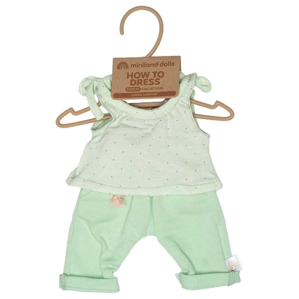 Miniland Baby - Forest Girl Outfit Set For Doll - 38cm - Green