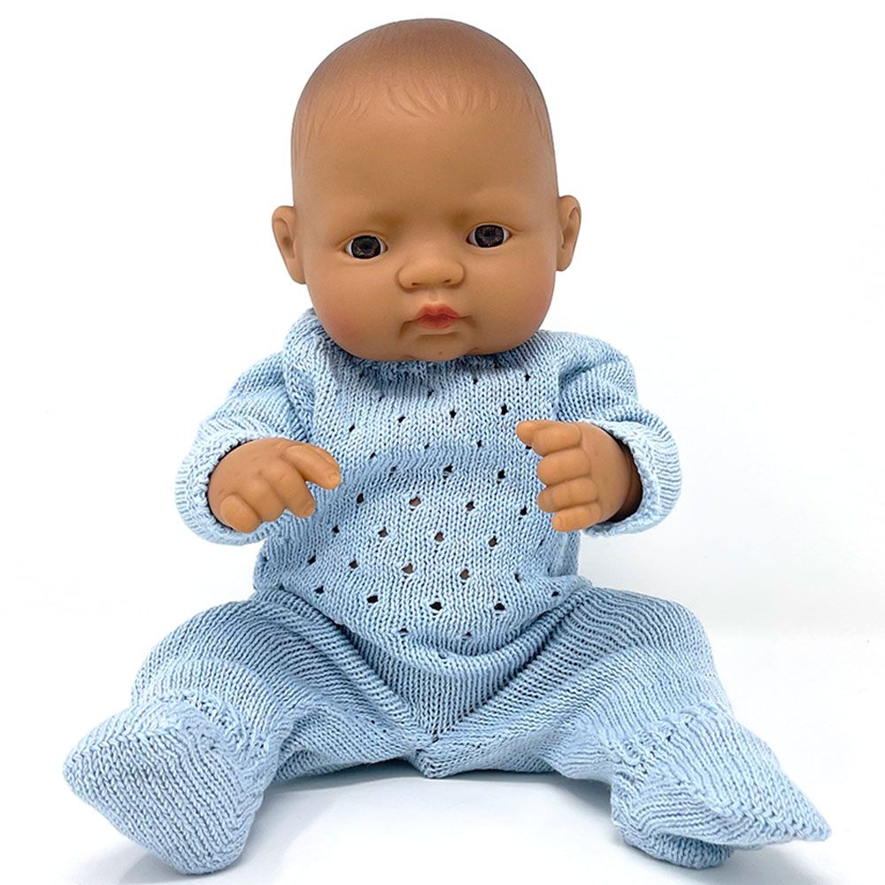 Miniland Baby - Knitted Pyjama For Doll - 38cm - Blue