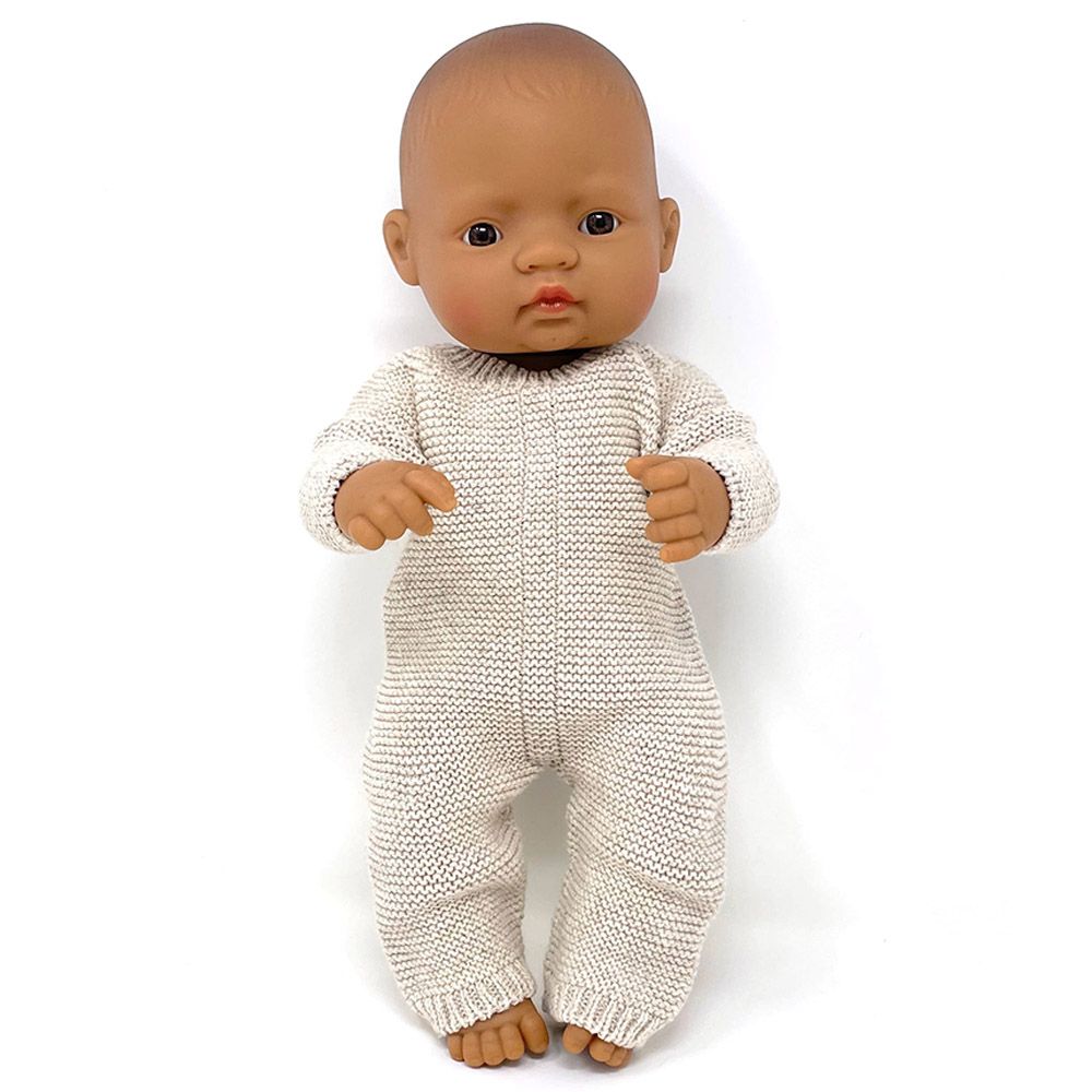 Miniland Baby - Knitted Pajama For Doll - 38cm - Linen