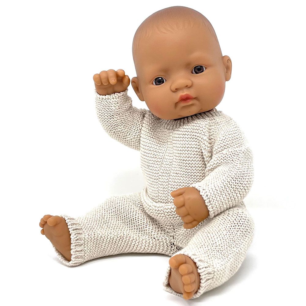 Miniland Baby - Knitted Pajama For Doll - 38cm - Linen