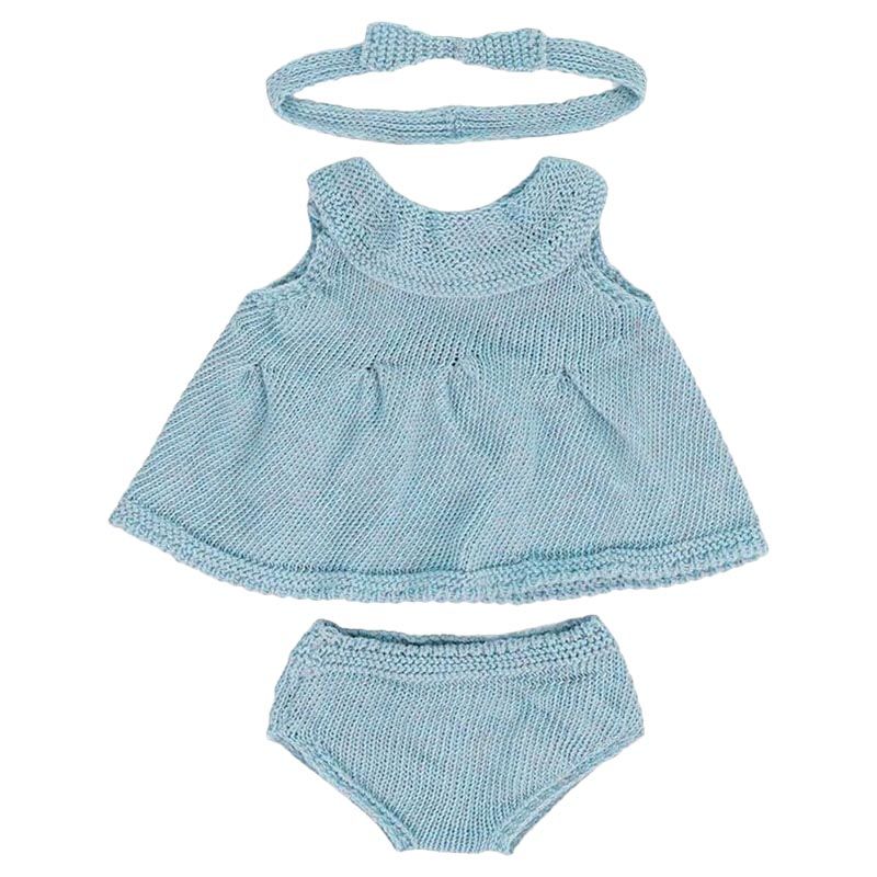 Miniland Baby - Knitted Outfit For Doll - 38cm - Blue