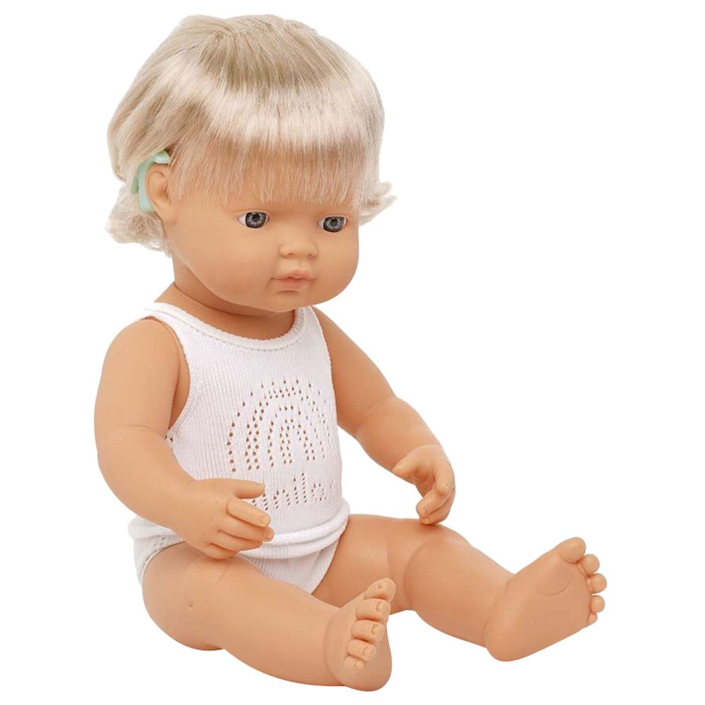 Miniland Baby - Caucasian Girl Doll w/ Hearing Aid - 38cm - White