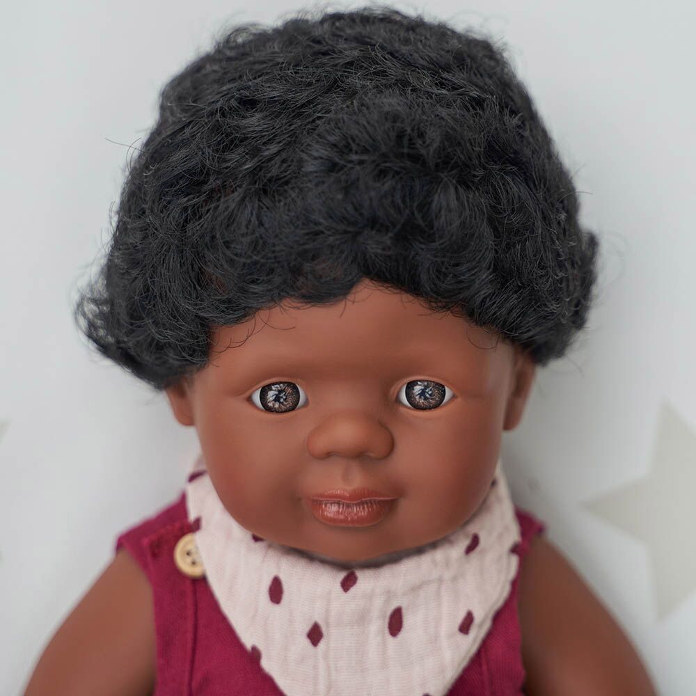 Miniland Baby - Afro-American Boy Doll - 38cm - Brown