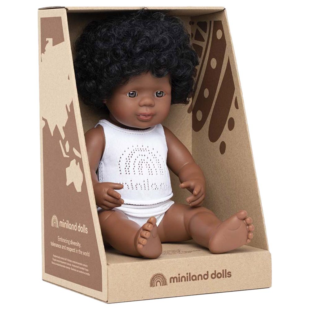 Miniland Baby - Afro-American Girl Doll - 38cm - Brown