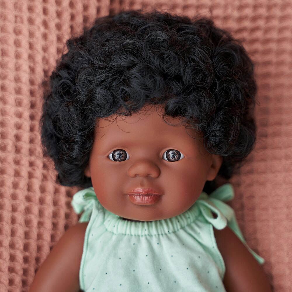 Miniland Baby - Afro-American Girl Doll - 38cm - Brown