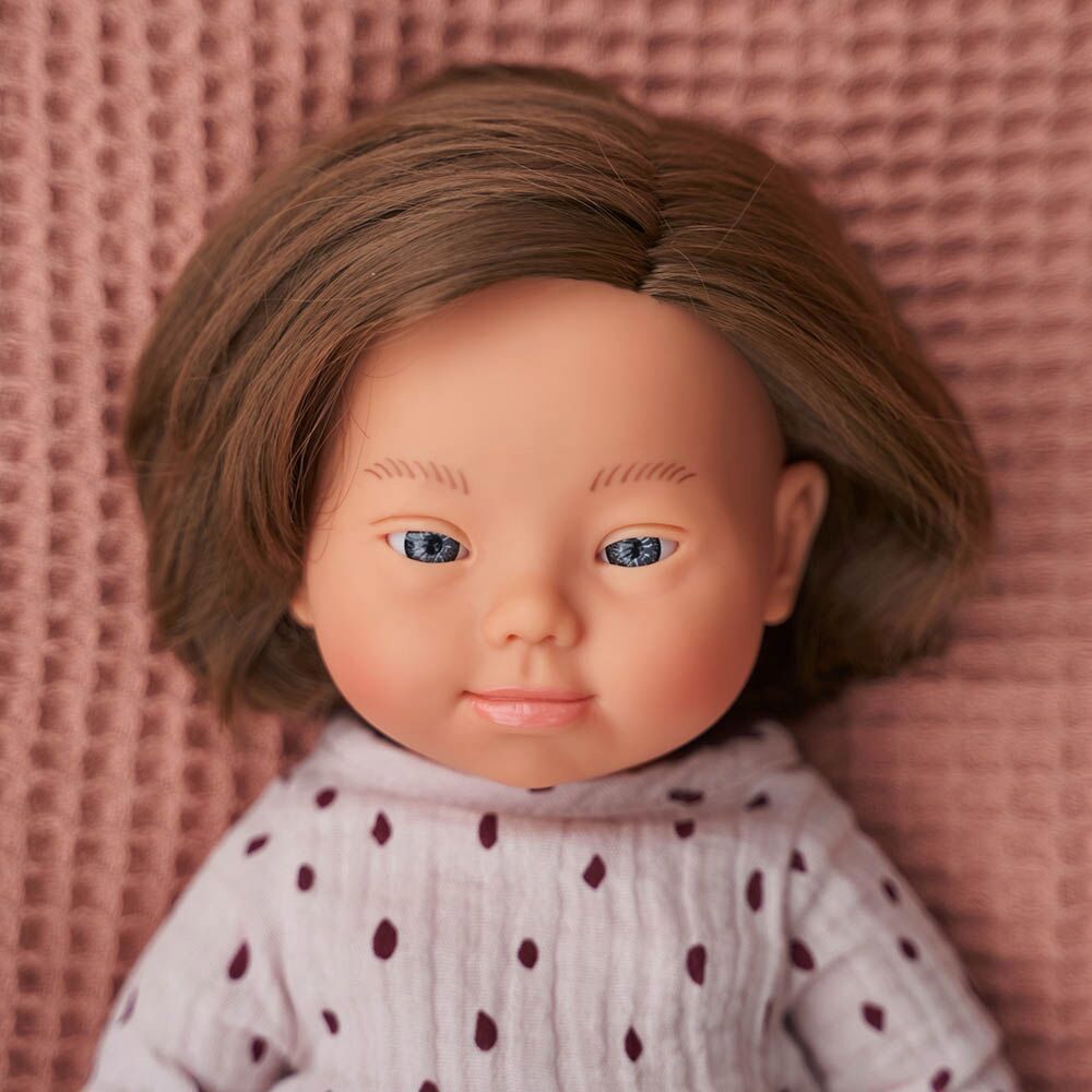 Miniland Baby - Caucasian Girl Doll w/ Down Syndrome - 38cm - White