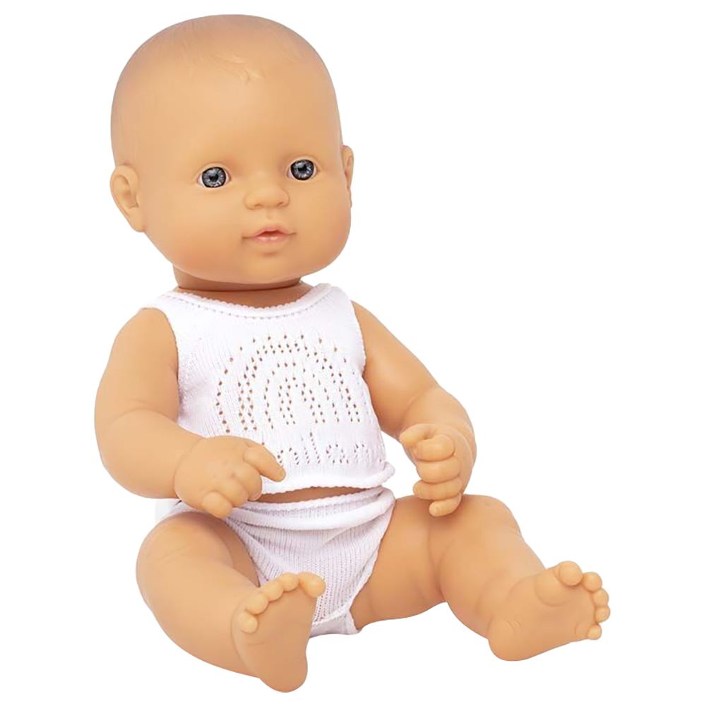 Miniland Baby - Caucasian Dark Girl Doll - 32cm - White