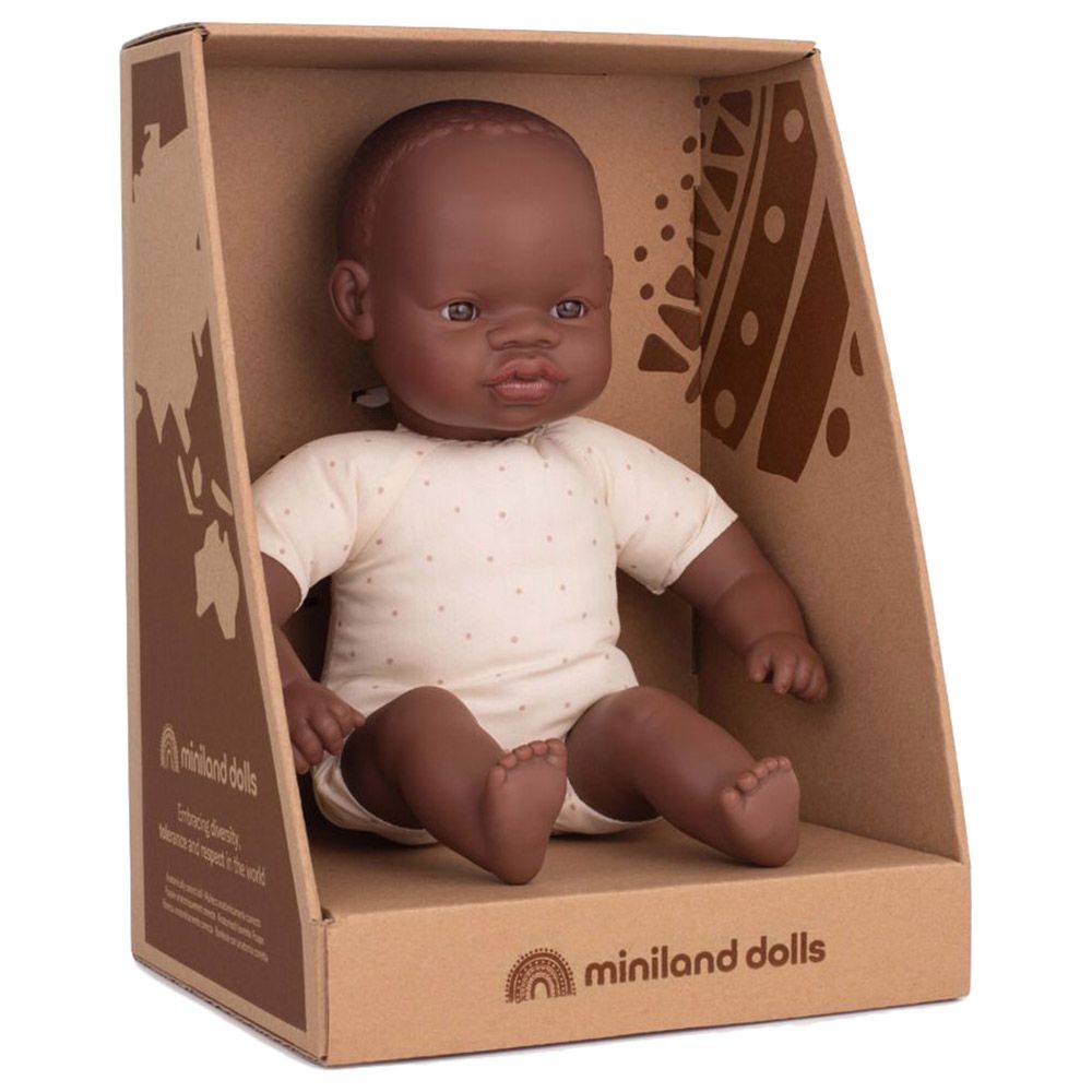 Miniland Baby - African Soft Body Doll - 32cm - Brown