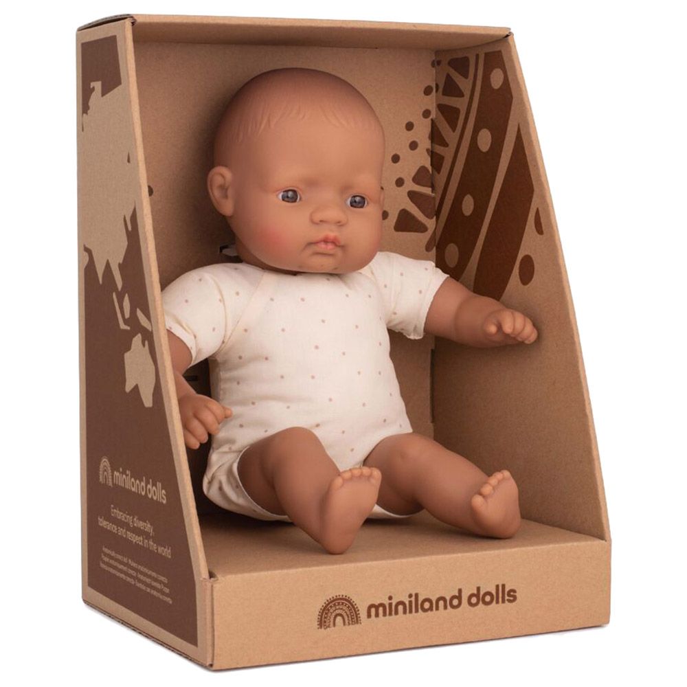 Miniland Baby - Hispanic Soft Body Doll - 32cm - Brown