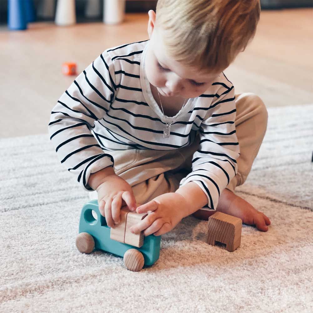 BAJO - Wooden Toy Truck w/ Blocks - Blue