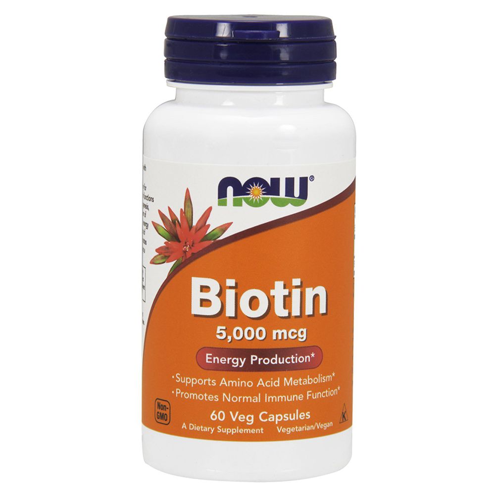 NOW - Biotin 5000 mcg 60 Veg Capsules