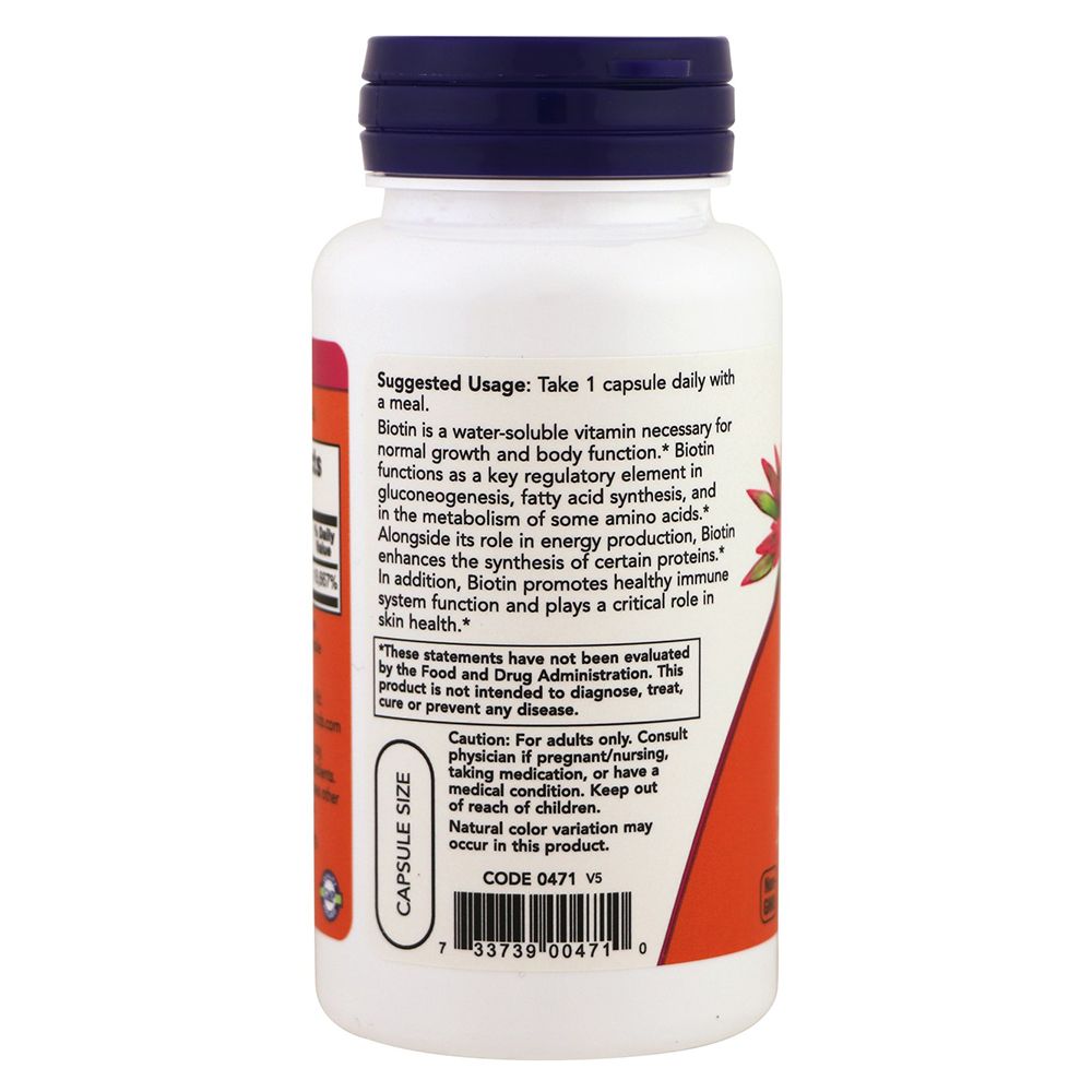 NOW - Biotin 5000 mcg 60 Veg Capsules