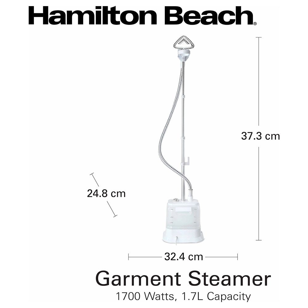 Hamilton Beach - Garment Steamer w/ Fabric Brush - White - 1.7 L