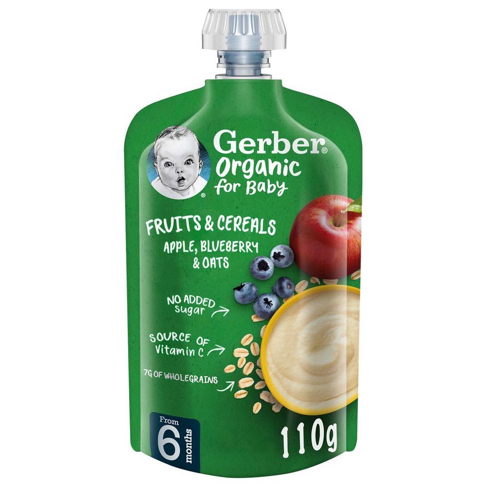 Gerber - Organic Fruits & Cereals Apple, Blueberry & Oats 110g