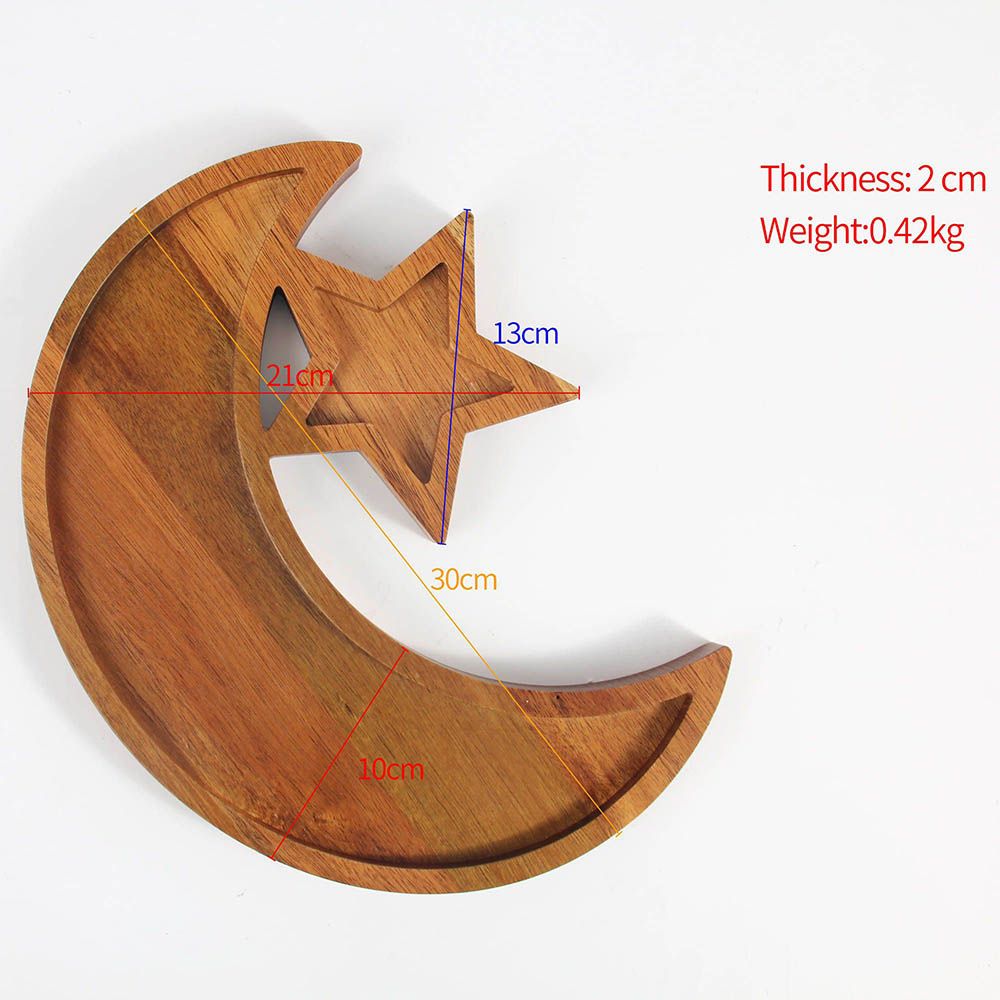 HilalFul - Acacia Wood Tray: Moon Star