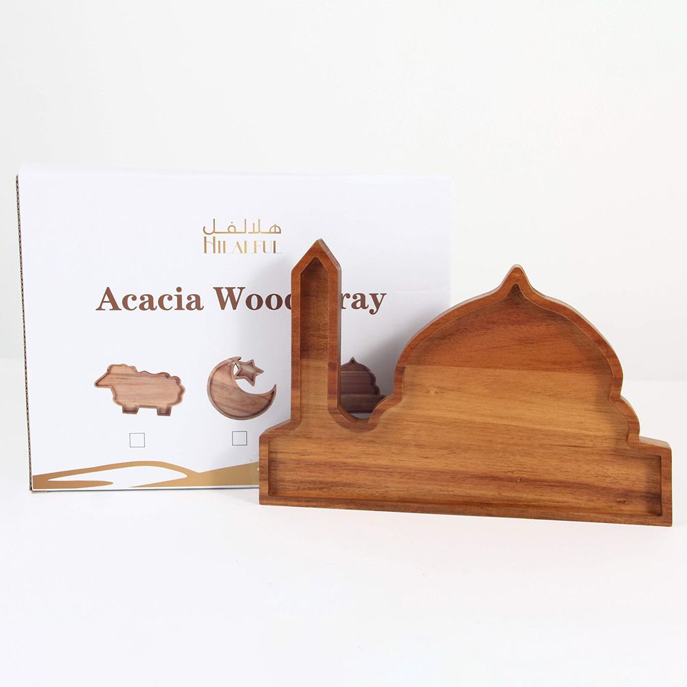 HilalFul - Acacia Wood Tray: Mosque