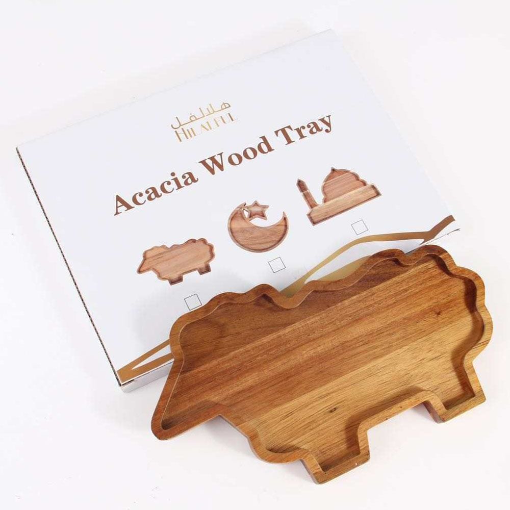 HilalFul - Acacia Wood Tray: Sheep