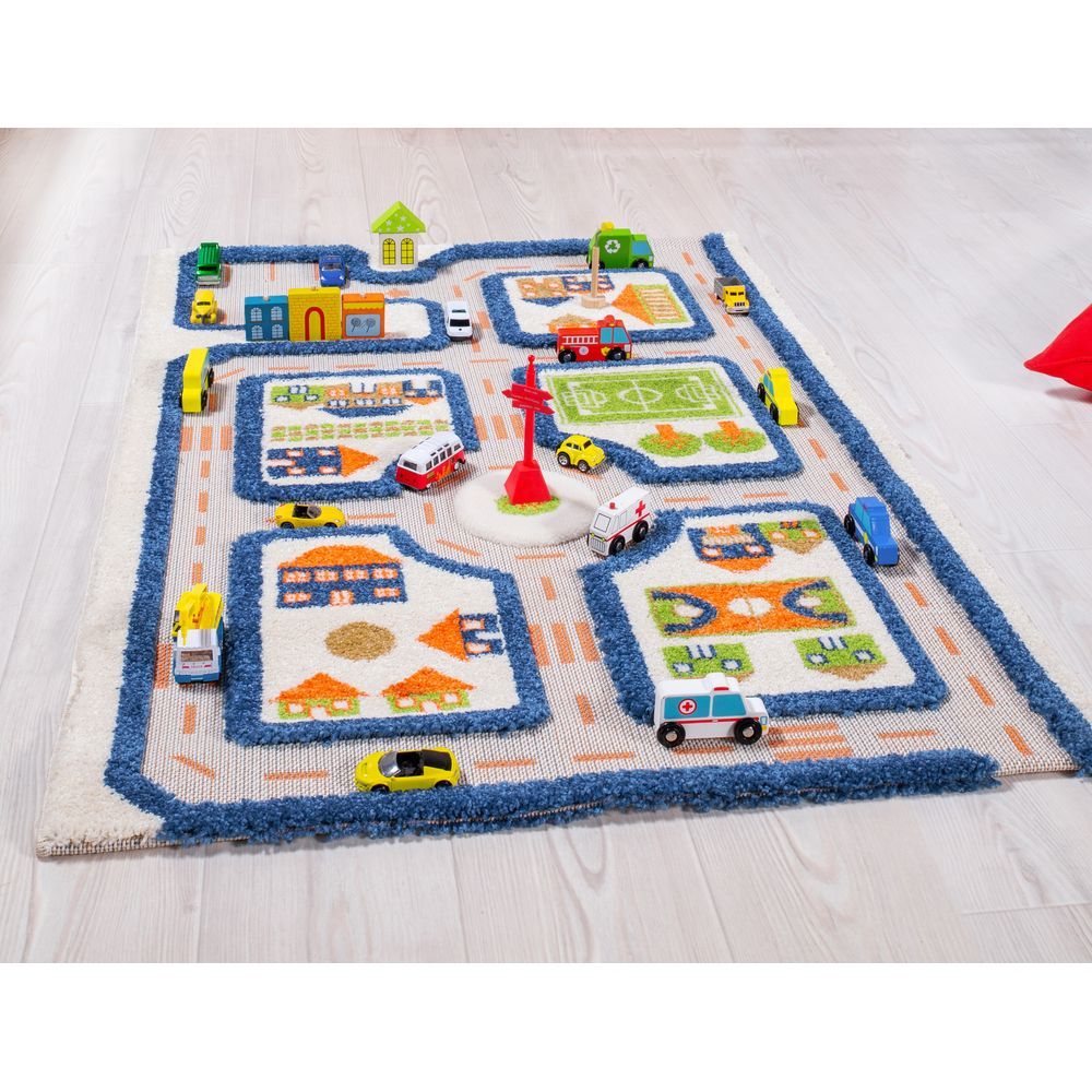 IVI - Traffic Design Educational 3D Carpet Playmat - Small - Blue