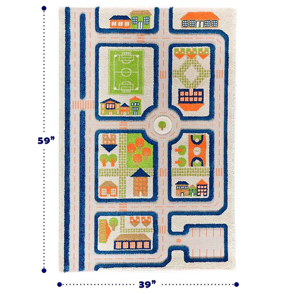 IVI - Traffic Blue Design Educational 3D Carpet Playmat - Medium