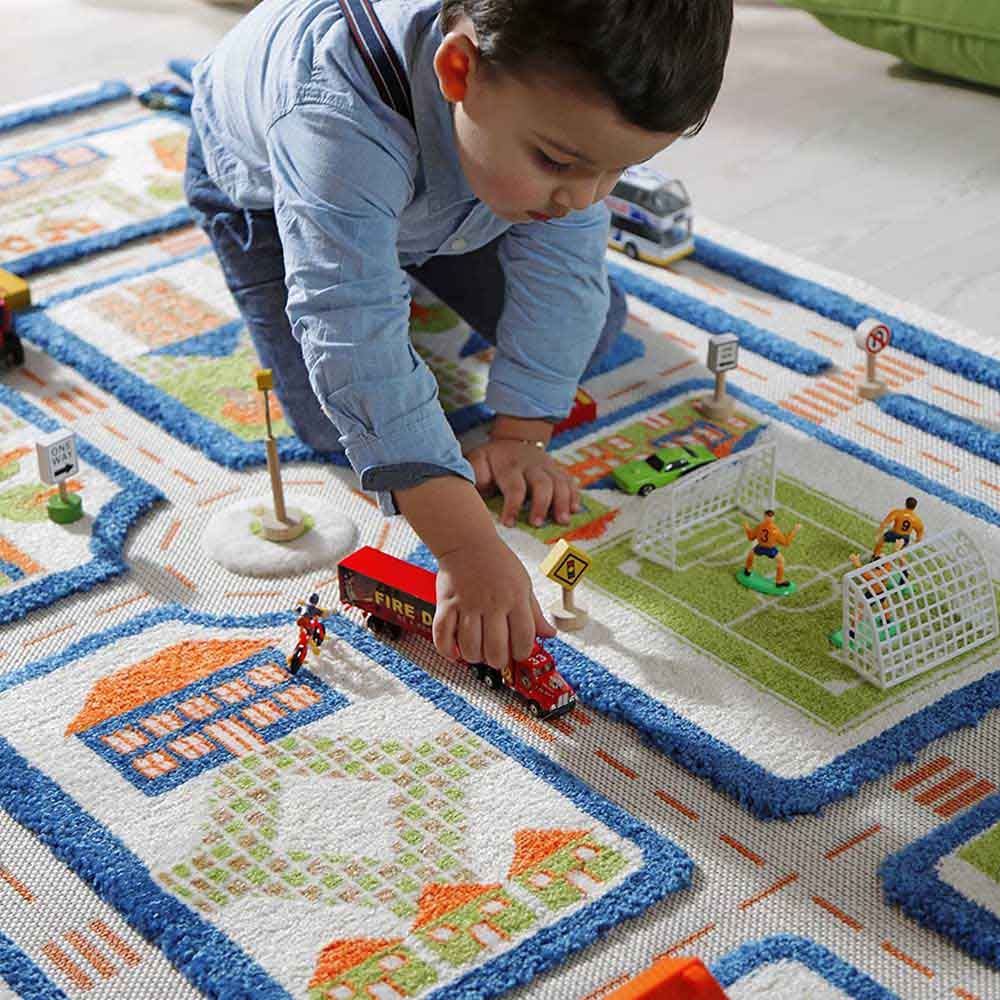 IVI - Traffic Blue Design Educational 3D Carpet Playmat - Medium