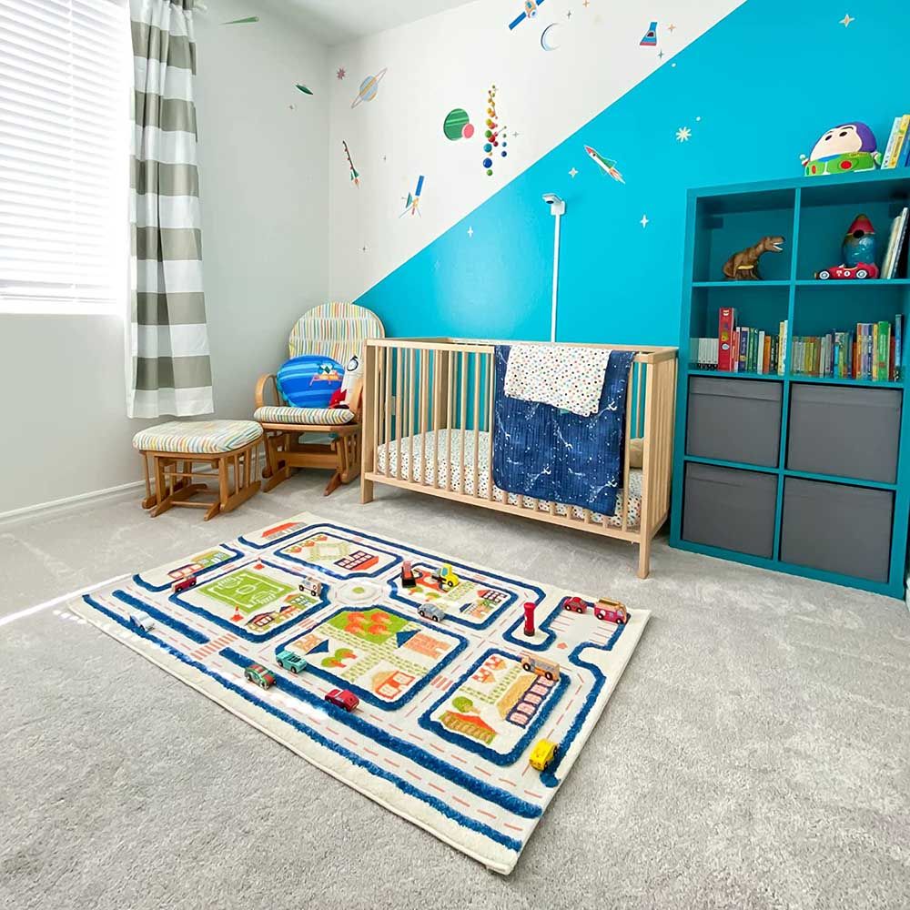 IVI - Traffic Blue Design Educational 3D Carpet Playmat - Medium