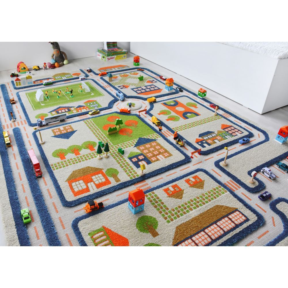 IVI - Traffic Design Educational 3D Carpet Playmat - XL - 160 x 230 cm - Blue