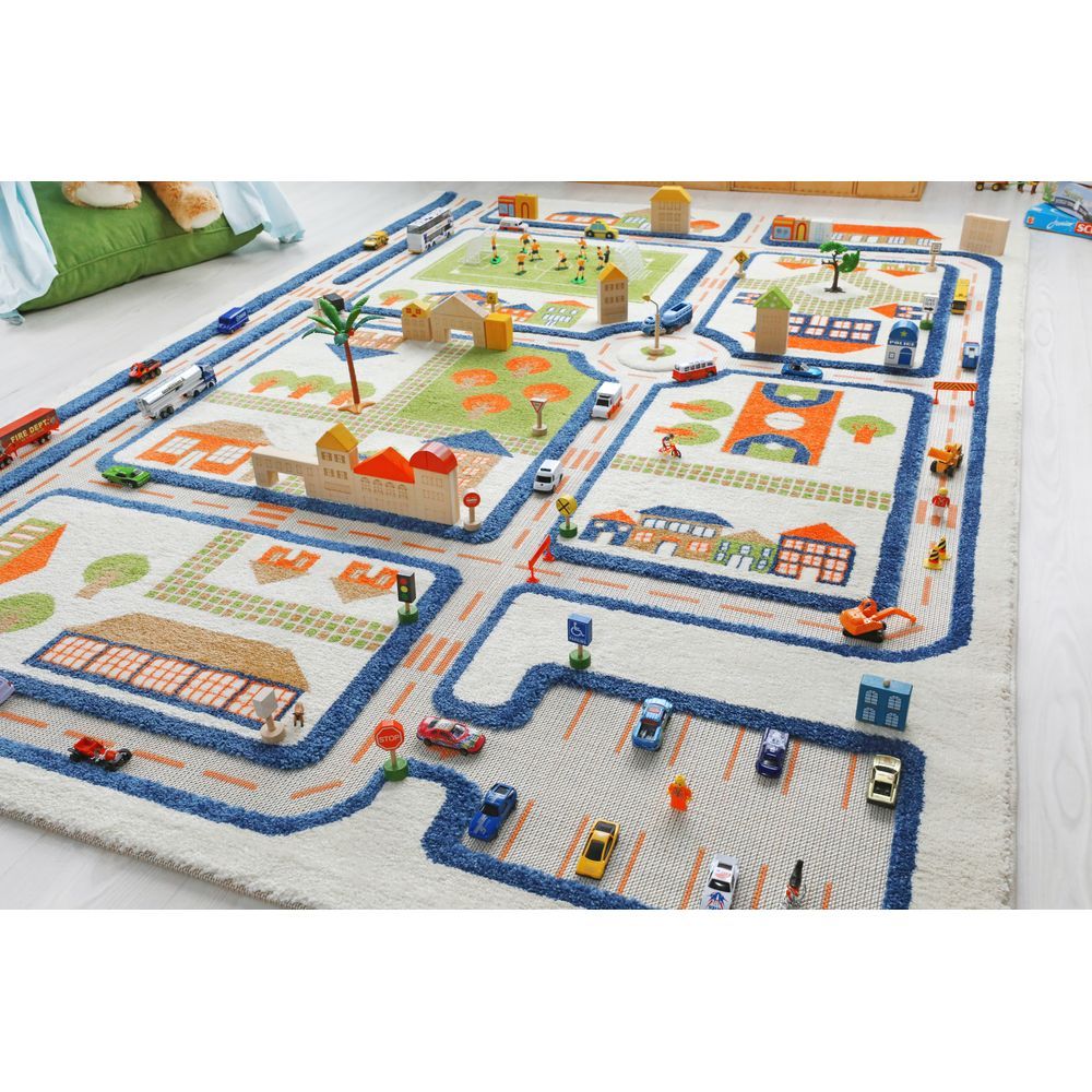 IVI - Traffic Design Educational 3D Carpet Playmat - XL - 160 x 230 cm - Blue