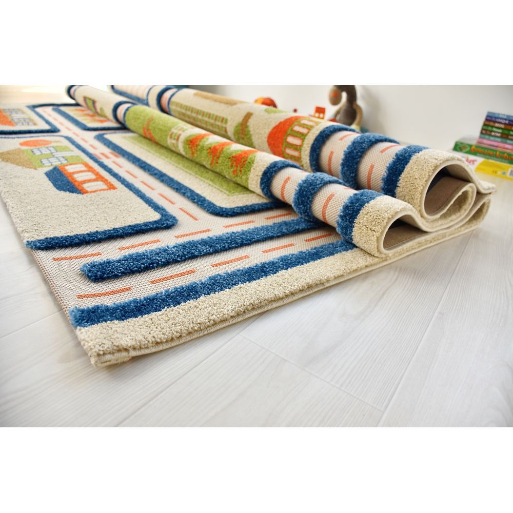 IVI - Traffic Design Educational 3D Carpet Playmat - XL - 160 x 230 cm - Blue