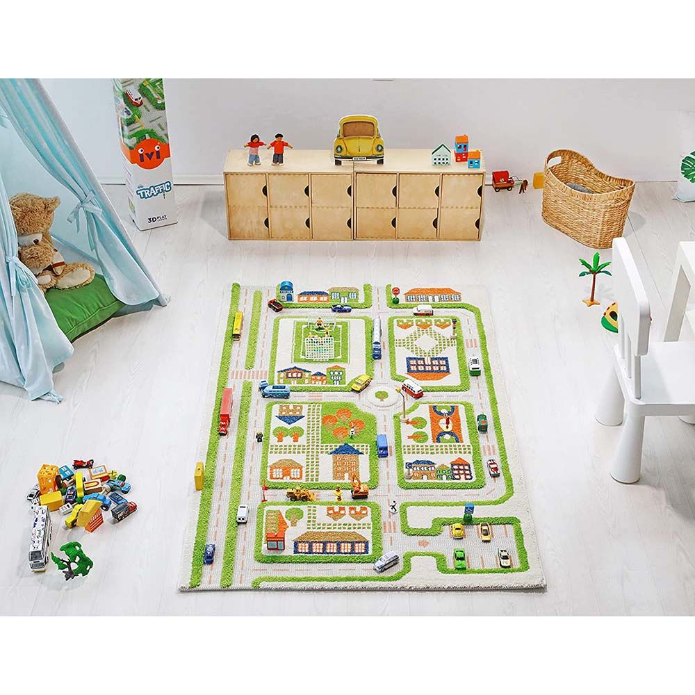 IVI - Traffic Green Design Educational 3D Carpet Playmat - Medium