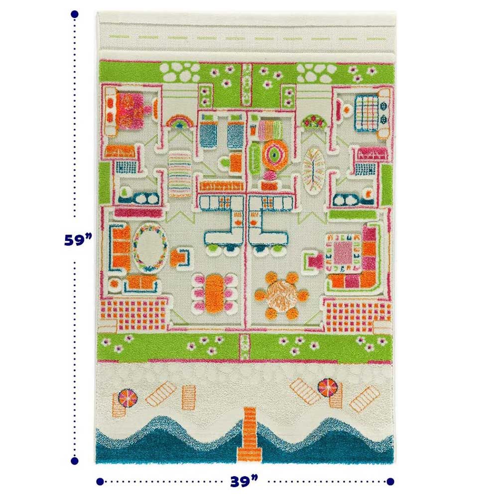 IVI - Beach House Design Educational 3D Carpet Playmat - Medium