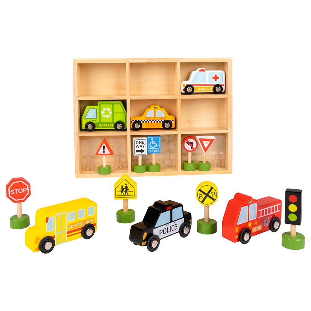 Fun Tribe - Wooden Vehicles & Road Signs Set