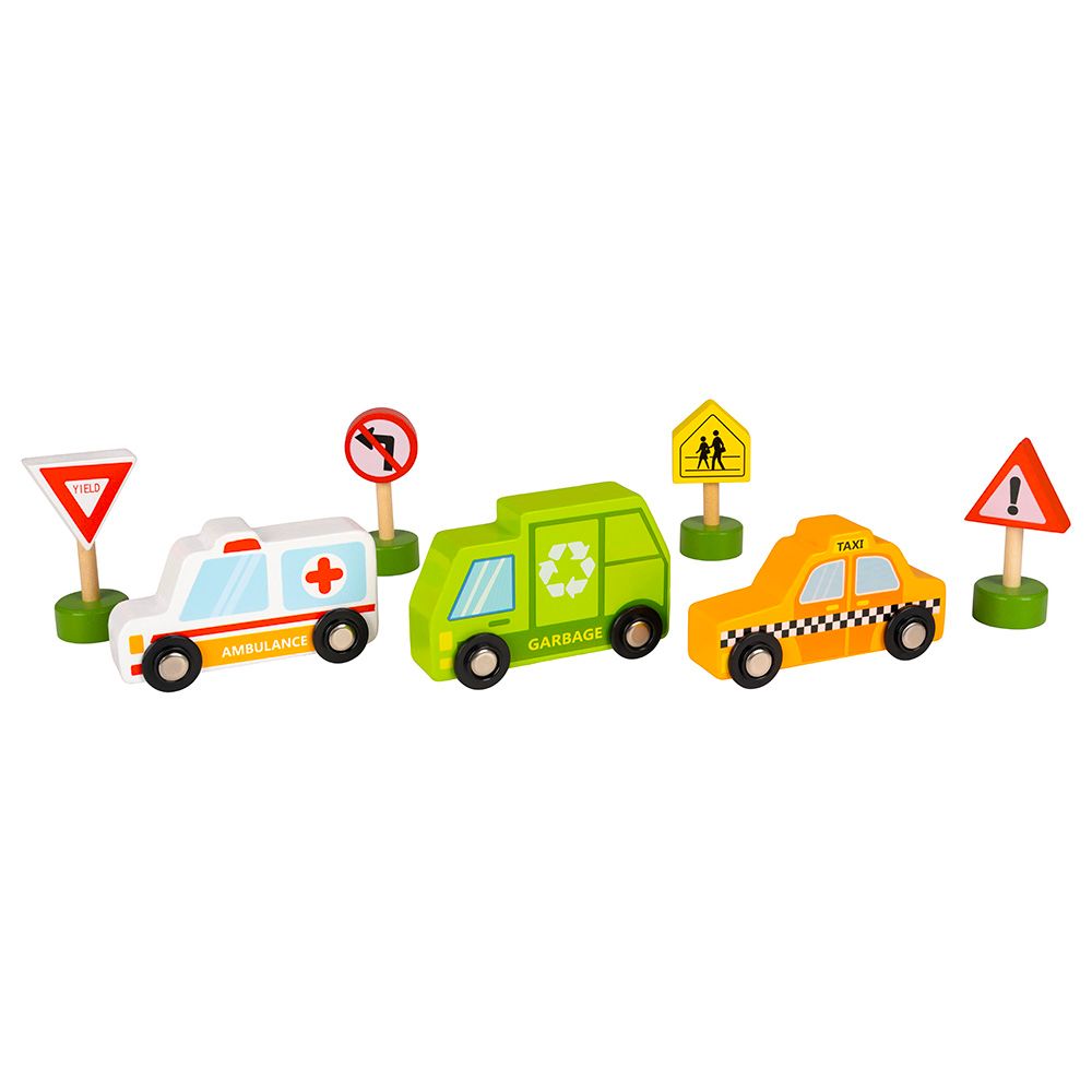 Fun Tribe - Wooden Vehicles & Road Signs Set