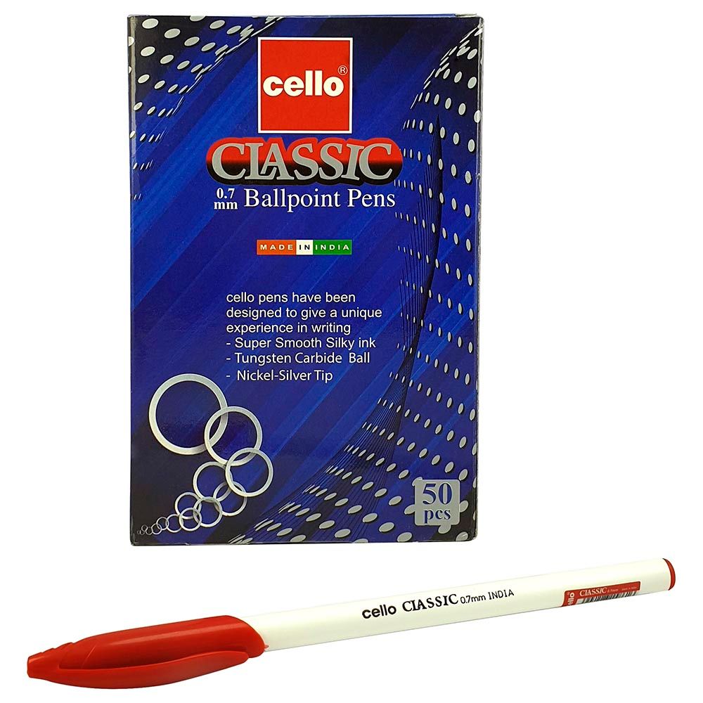 Cello - Classic Red Ball Pen 0.7mm Box - 50pcs