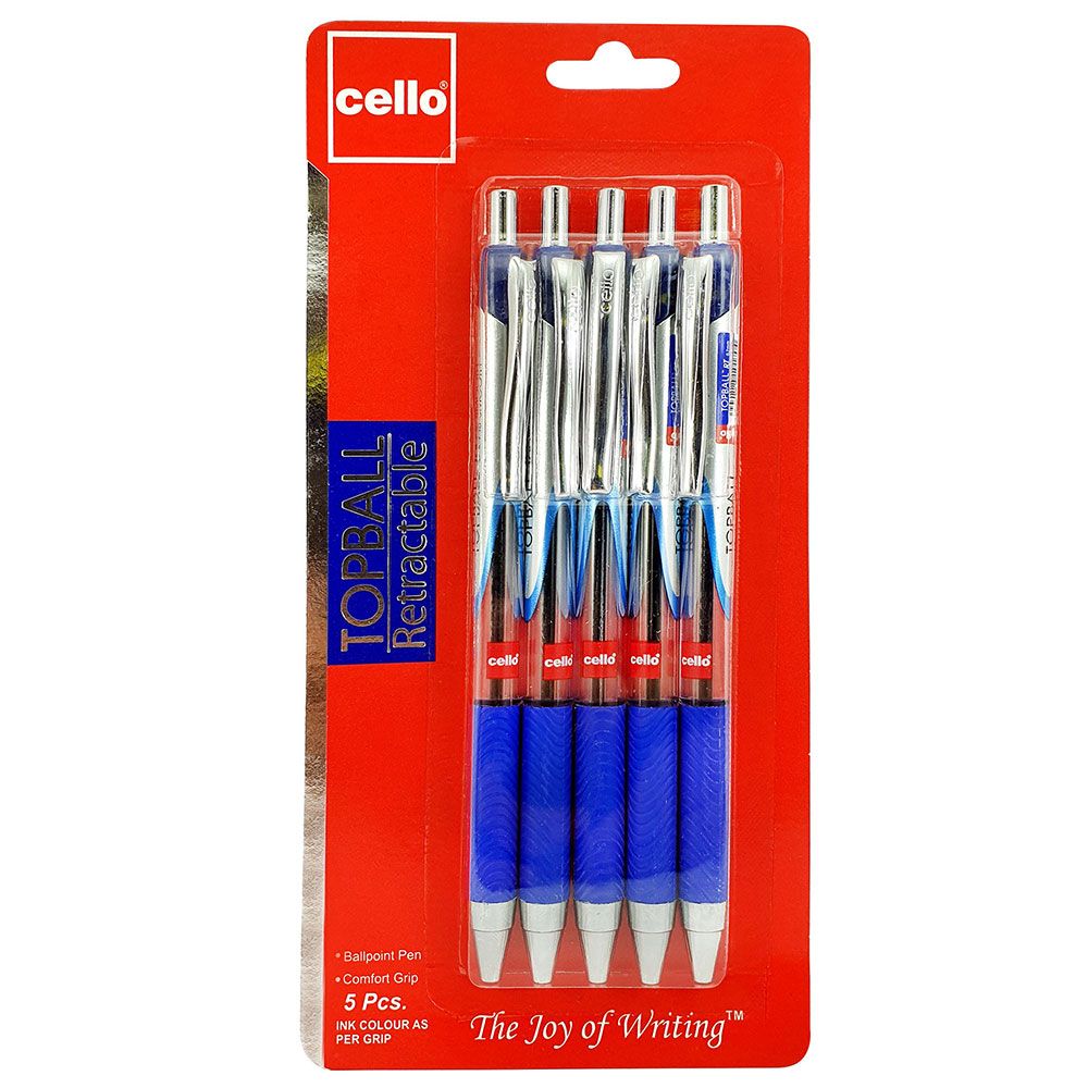 Cello - Top Ball Pen RT 0.7mm - 5Pcs - Blue 