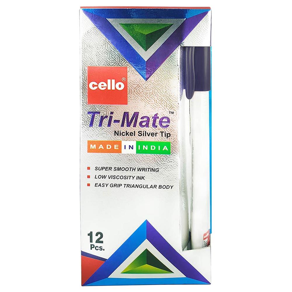 Cello - Ball Pen Trimate 1.0 mm Black Pack of 12