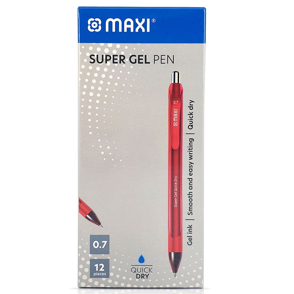 Maxi - Gel Pen 0.7mm - Red - Pack of 12