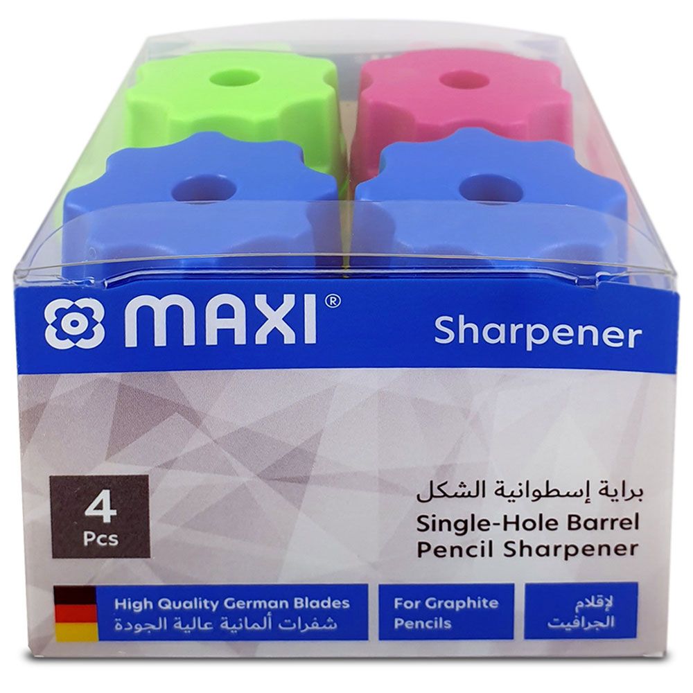 Maxi - Barrel Single Hole Metal Sharpener - 4Pcs