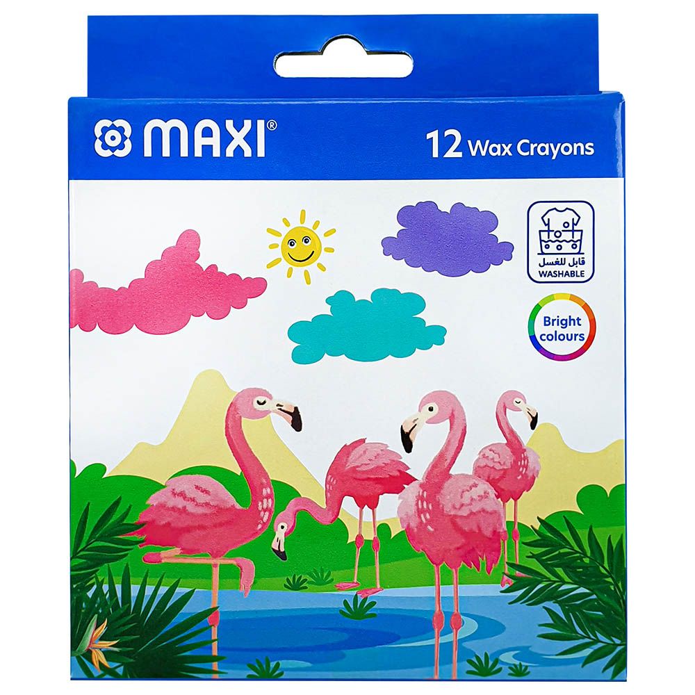 Maxi - Regular Wax Crayons 90mm - 12 Color 