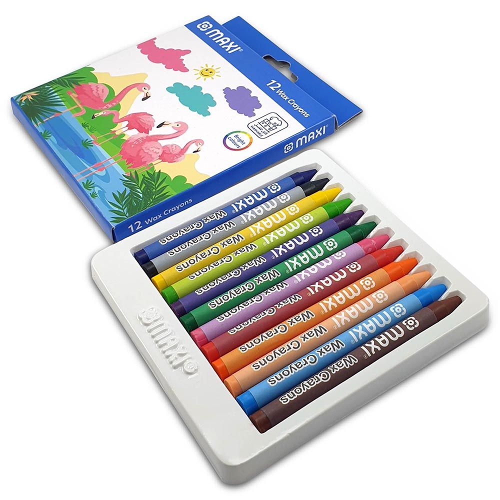 Maxi - Regular Wax Crayons 90mm - 12 Color 