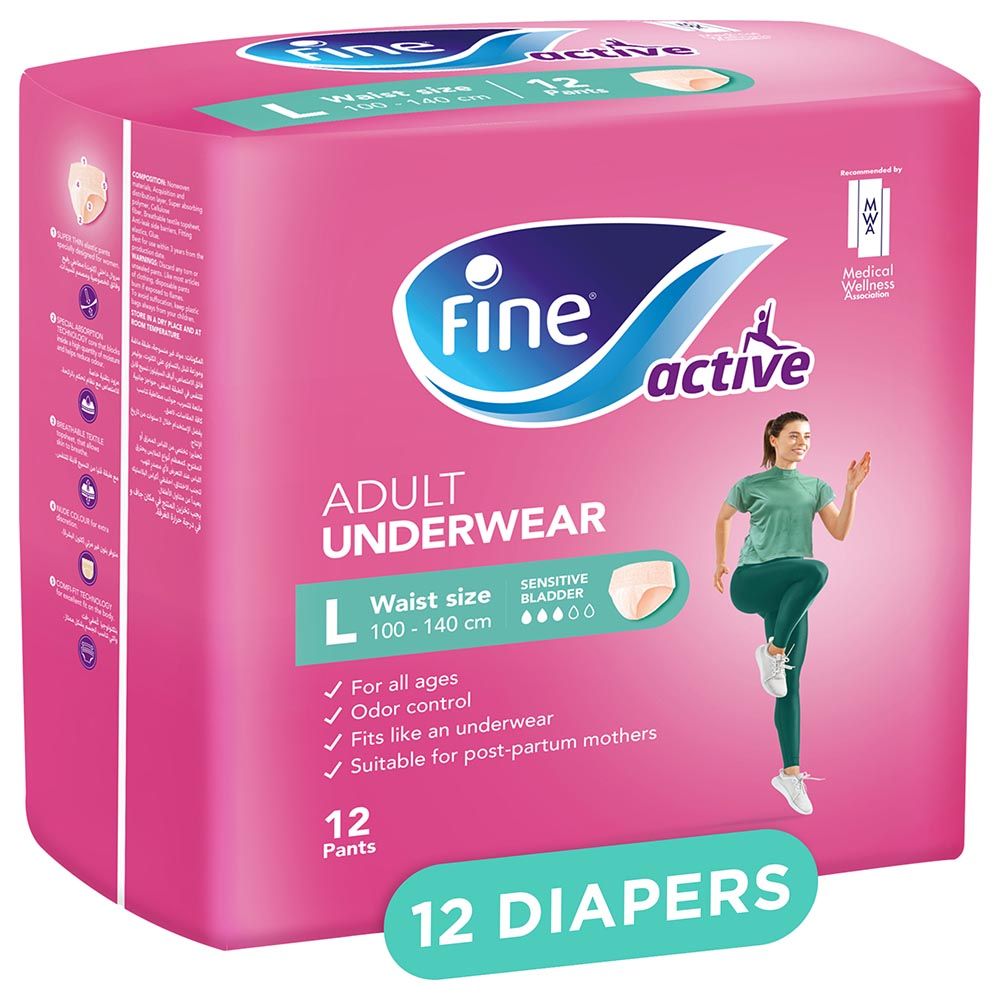 Fine - Female Adult Diaper Pants 12Pcs Size L 100-140Cm