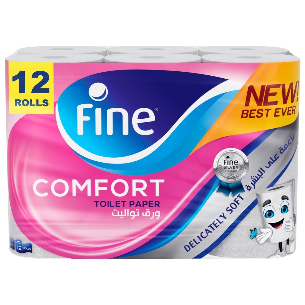 Fine Comfort Toliet Paper - Soft & Absorbent 2 Ply 12 Rolls