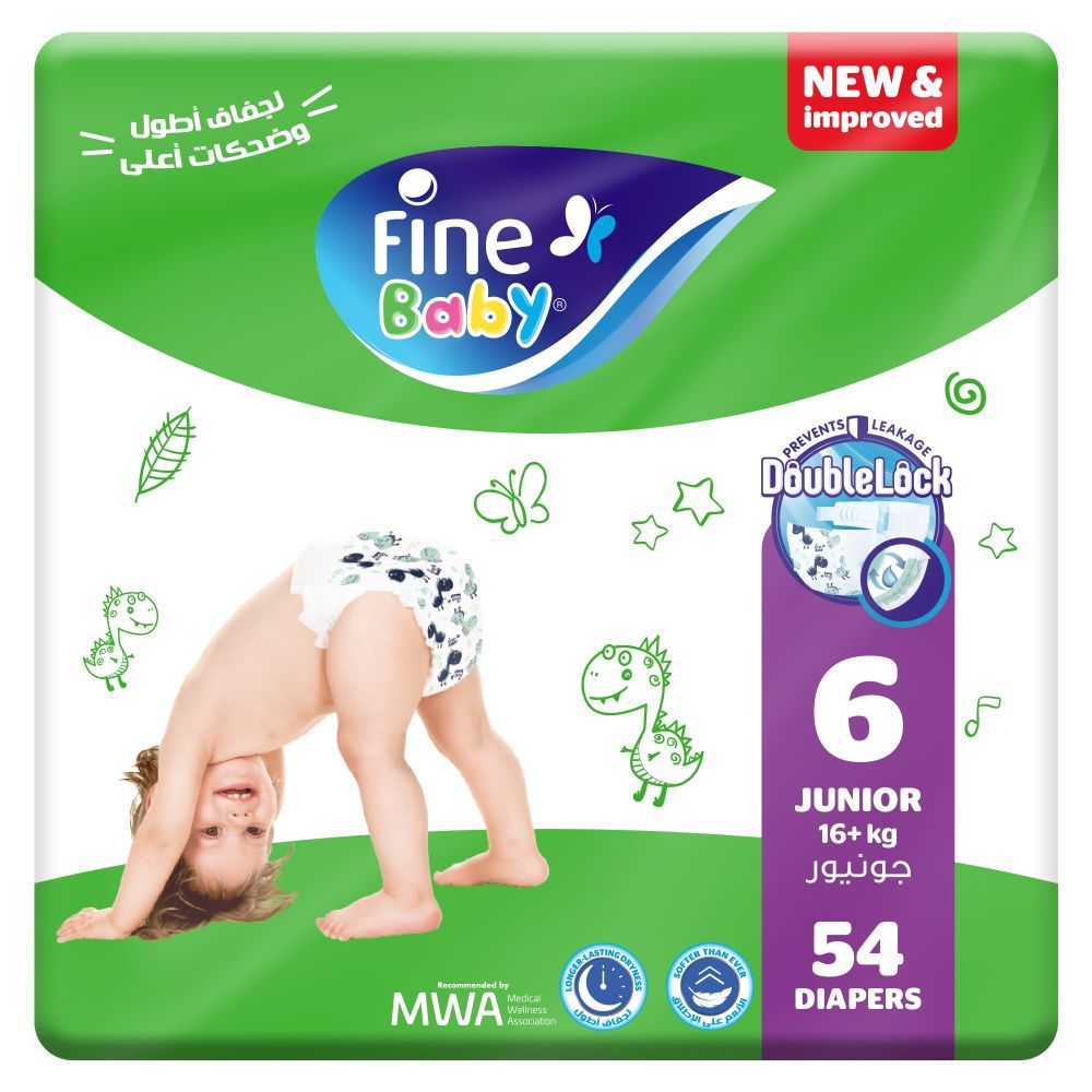 Fine Baby - Baby Diapers 16+kg Size 6 - Junior - 54pcs